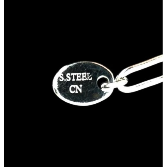 New Tocara Silver Link Necklace Stainless Steel Paperclip Chain Choker Clarisse - Picture 6 of 10